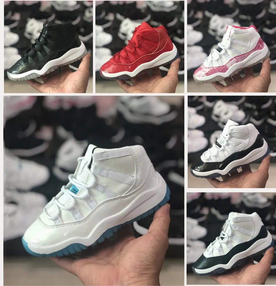 Barnskor Basket 11s Gym Spädbarn Barn småbarn atletisk Svart Grå körsbär Concord 11 träningsskor bebis pojkar flicka sneakers Space Jam ungdom Barnsko s4Tg#