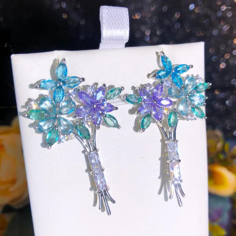 Dangle Earrings Soramoore Luxury Rhinestone Crystal Flowers For Women Bridal Drop Dangling Party Wedding Jewelry Gifts