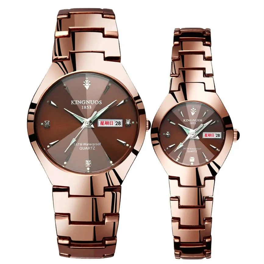 ساعة معصم فاخرة Quartz Wristwatch Fashion Business Watch Men Women Tungsten Steel Coffee Coffee Pair Hour Hot