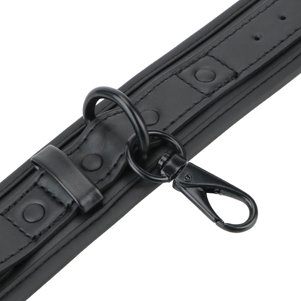 Pu Leather Handcuffs Adjustable Restraints For Adult Games_voghion.com