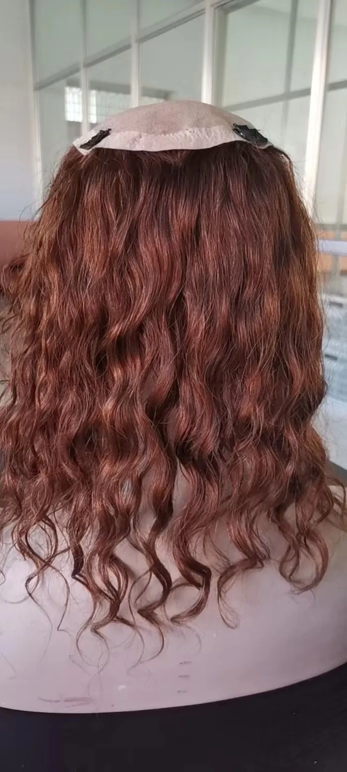 Topper de cheveux humains de base de peau avec 4 clips en soie Top toupet de cheveux européens vierges pour femmes postiche fine 15X16CM 6x6 couleur marron noir