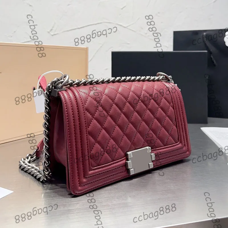 Französische Damen Designer Cross Körper Junge gesteppte Taschen Kaviar Lederkalbsleder Ghw/SHW Schulterpolster schwarz rot grau rosa weiß blau Designer Handtaschen Es Geldbeutel 25 cm