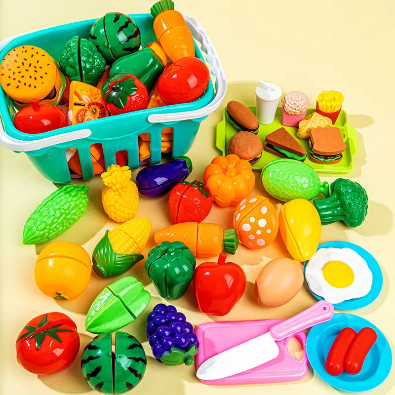 Cozinhas Jogue Food Educational Toy Toy Plastic Kitchen Conjunto de frutas e vegetais Simulação de Early Education Girls meninos Presentes 221123