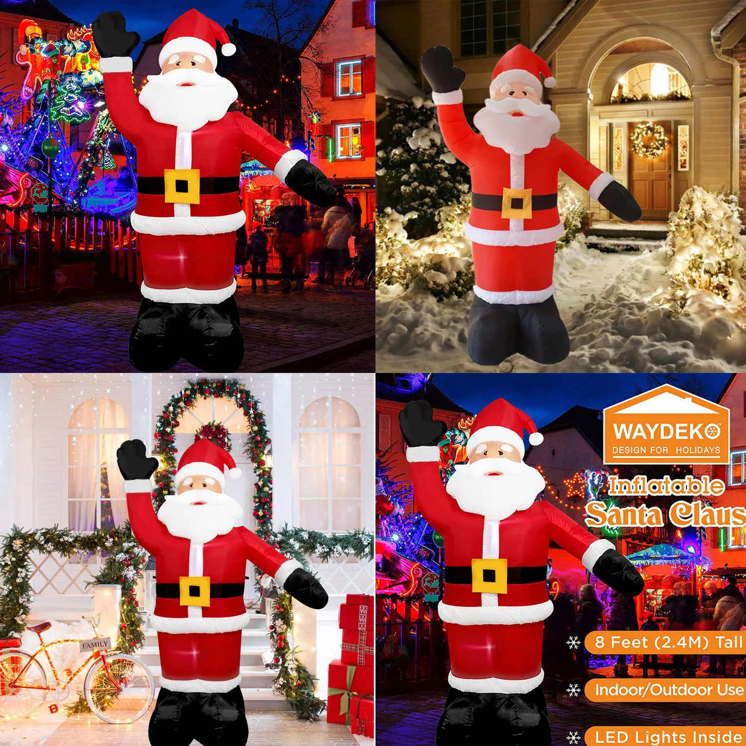 Dekoracje świąteczne 240 cm Giganty nadmuchiwana zabawka dla lalki Świętego Mikołaja z LED LED LED Dekoracja świąteczna na imprezę domową na zewnątrz Rok Garden Navidad 221123