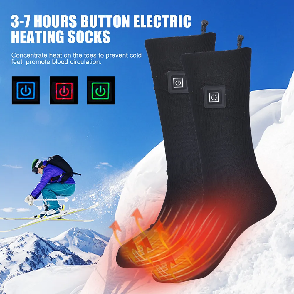 Sports Socks Winter Electric Heating Breatble Foot Warmer Heater Thermal Stockings uppvärmda skidstrump 221122