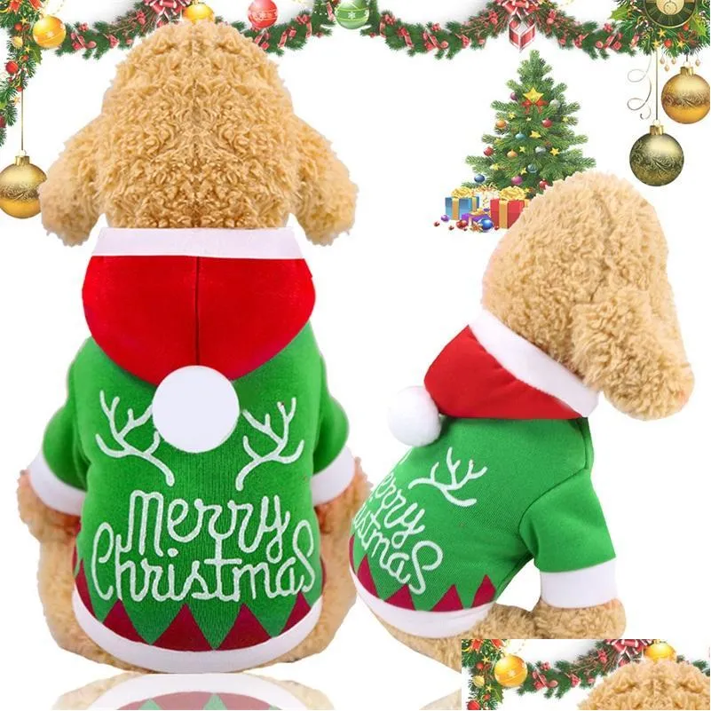 Dog Apparel Dog Apparel Christmas Pet Costumes Fl Size Warm Py Cat Hoodied Coats Winter Xmas Party Clothes 7 9Gg E1 Drop Delivery Ho Dhlov