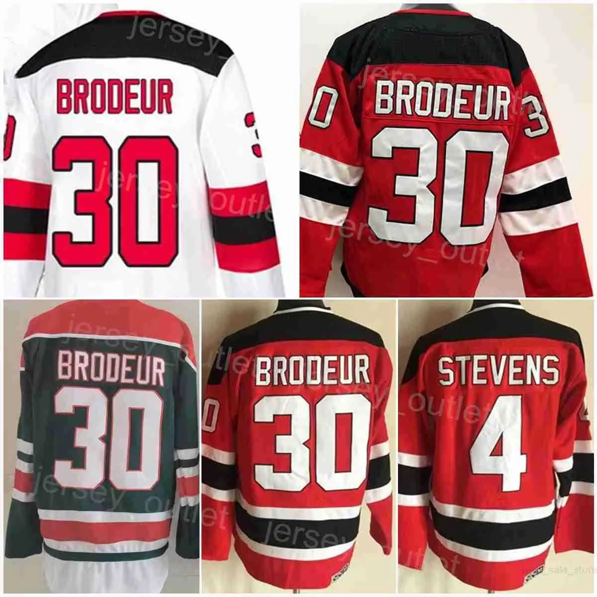 Men Hóquei 30 Martin Brodeur Jersey Vintage Classic 4 Scott Stevens retro Red Red White Green Team Color Bordado e costura para a camisa '' '