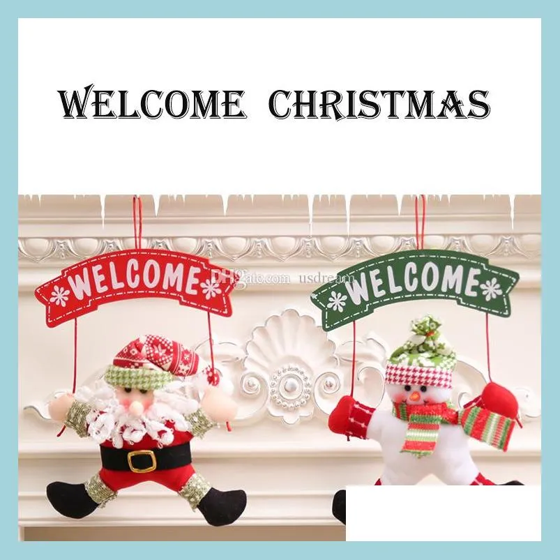 Dekoracje świąteczne Dekoracje świąteczne Witamy Santa Snowman Porch wisi kreskówki figurki