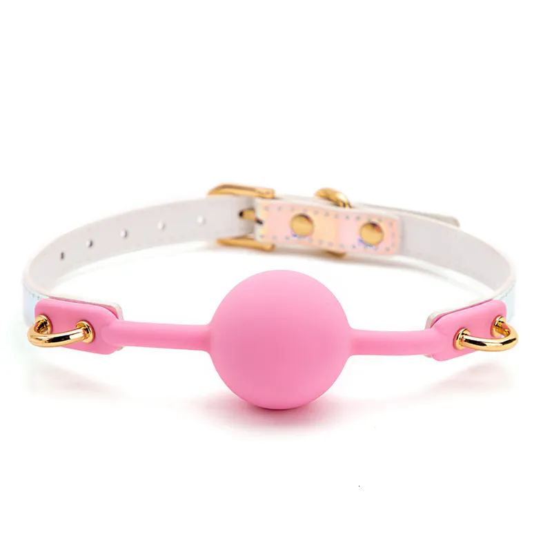 Bondage BLACKWOLF Soft Silicone Ball Gag Oral Fixation Mouth Stuffed PU Leather Band Sex Toys for Couples Adul_voghion.com
