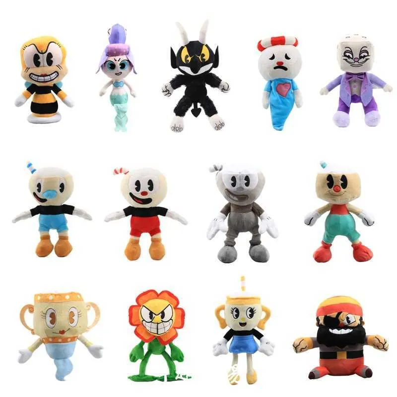 Cup Head Chalice Plush Toy Stuffed Cuphead Mugman King Dice Devil Boss Cala Maria Cartoon Movie TV Sereis Toys Kids Gifts Toys