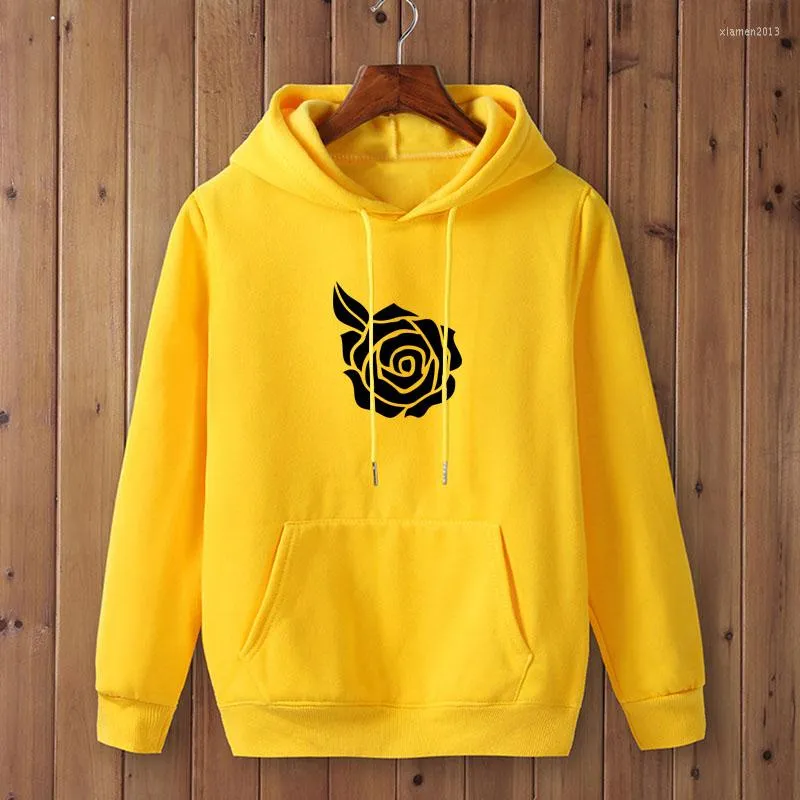 Men's Hoodies ROSE FLOWER Print 2022 Spring Autumn Male Casual Sweatshirts Color Sweatshirt Tops