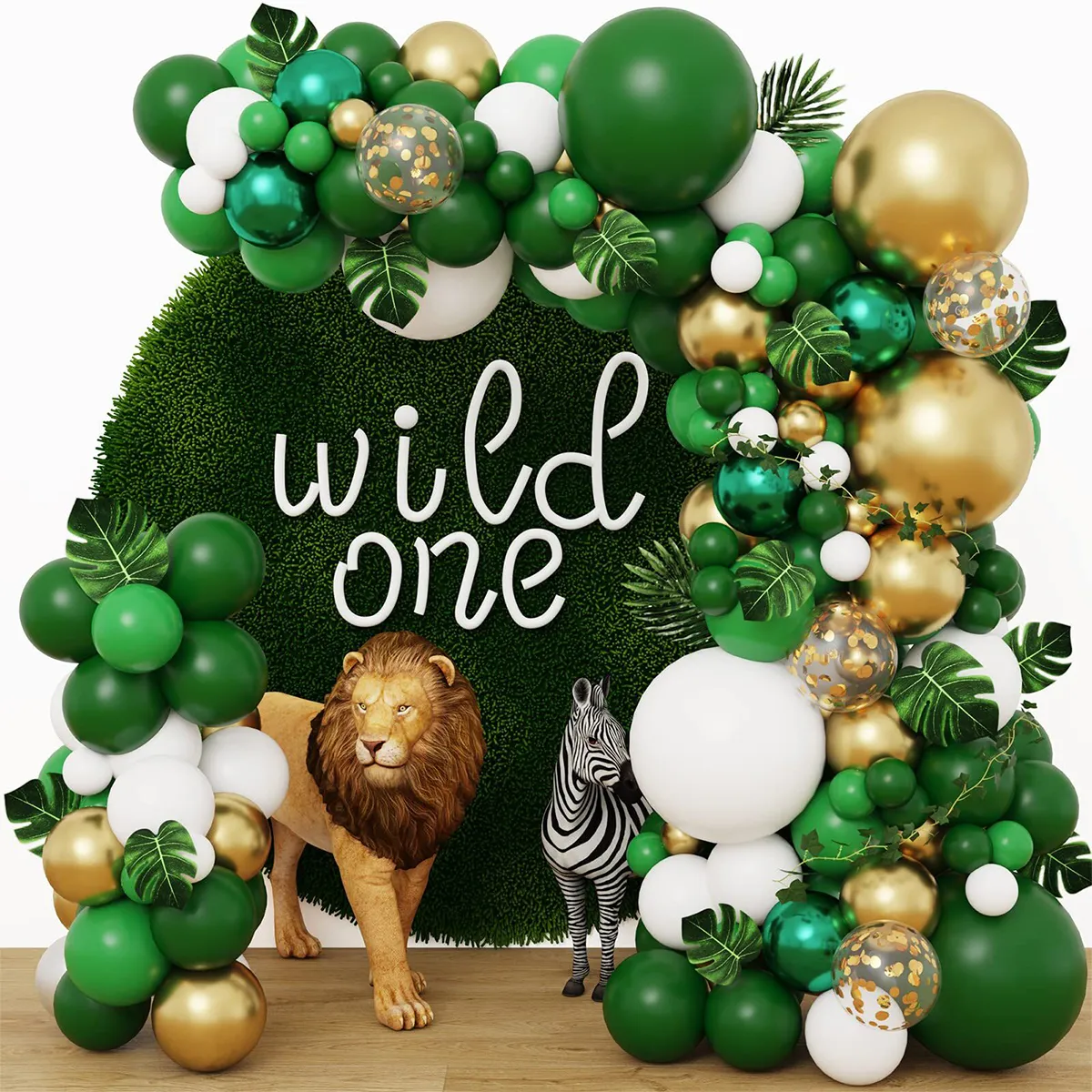 Juldekorationer Macaron Green Balloon Arch Garland Kit Wild One Jungle Safari Födelsedagsdekor Baby Shower 1st Party Decoration 221122