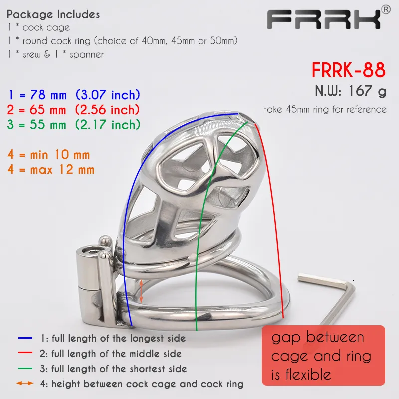 rings FRRK Metal Chastity Cage with Screw Lock Male Bondage Strap Belt Device Steel Rings Adults Couple Sex To_voghion.com