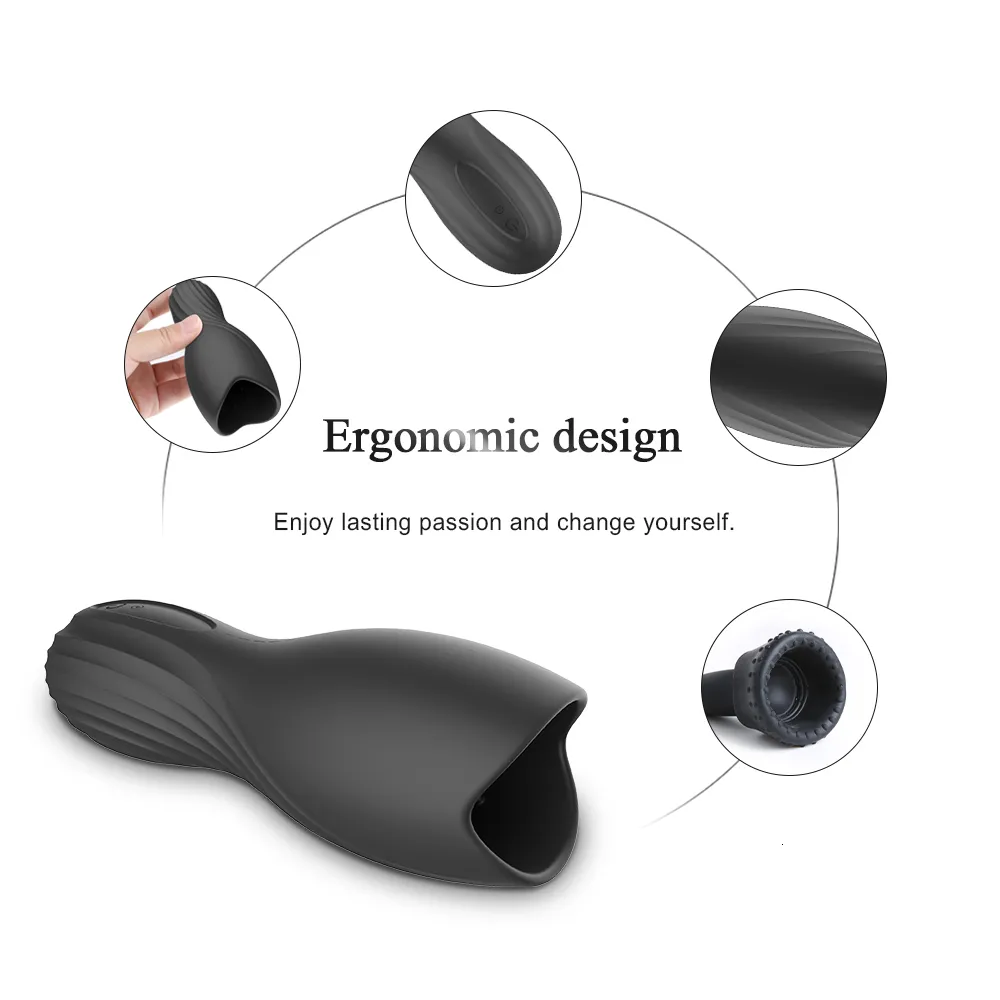 Masturbatori Automatico Masturbatore maschile Coppa Nero 10 Velocità Vibratore Ritardo Trainer Massaggiatore Glande Stimolare 18_voghion.com