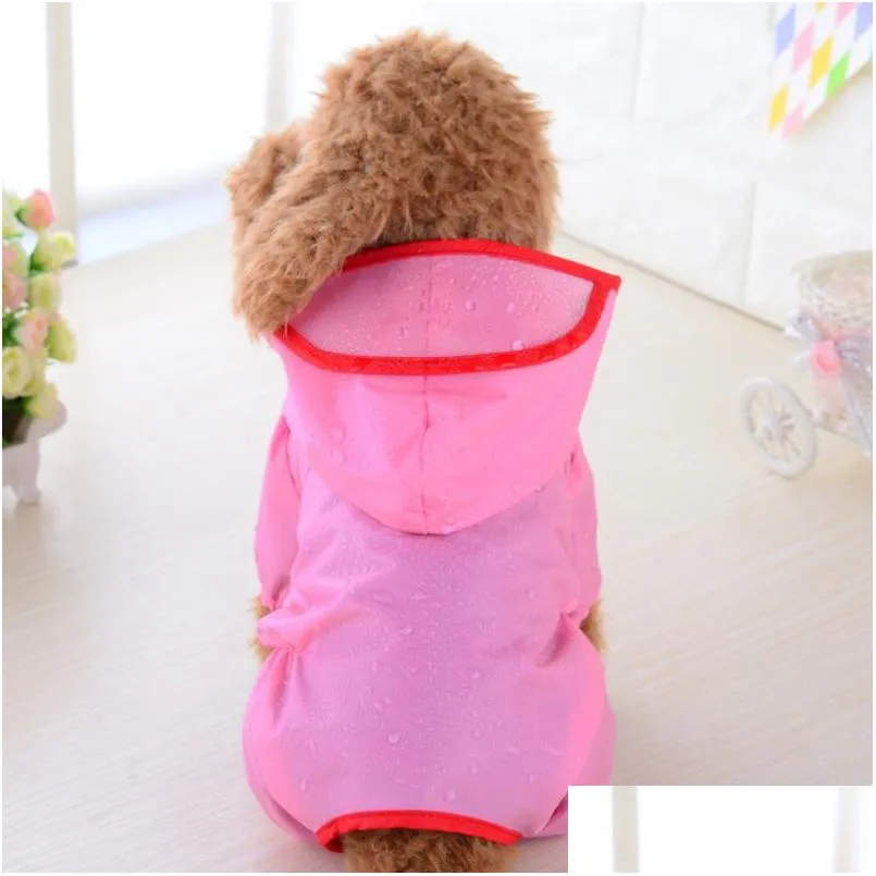 Dog Apparel Pets Waterproof Raincoat Pet Clothes Hats Hoodies Puppy Poncho Mticolour Small Medium Sized Dogs Supplies Raincoats Fash Dhe16