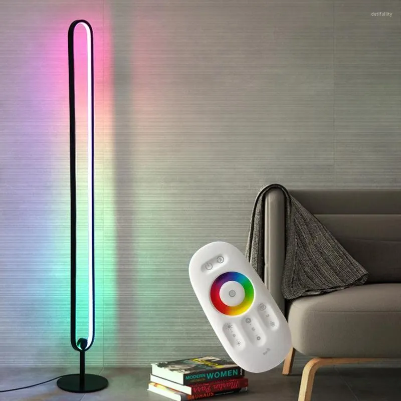 フロアランプノルディックRGBコーナーランプリビングルームの寝室の雰囲気のためのモダンなシンプルなLEDロッド屋内照明器具