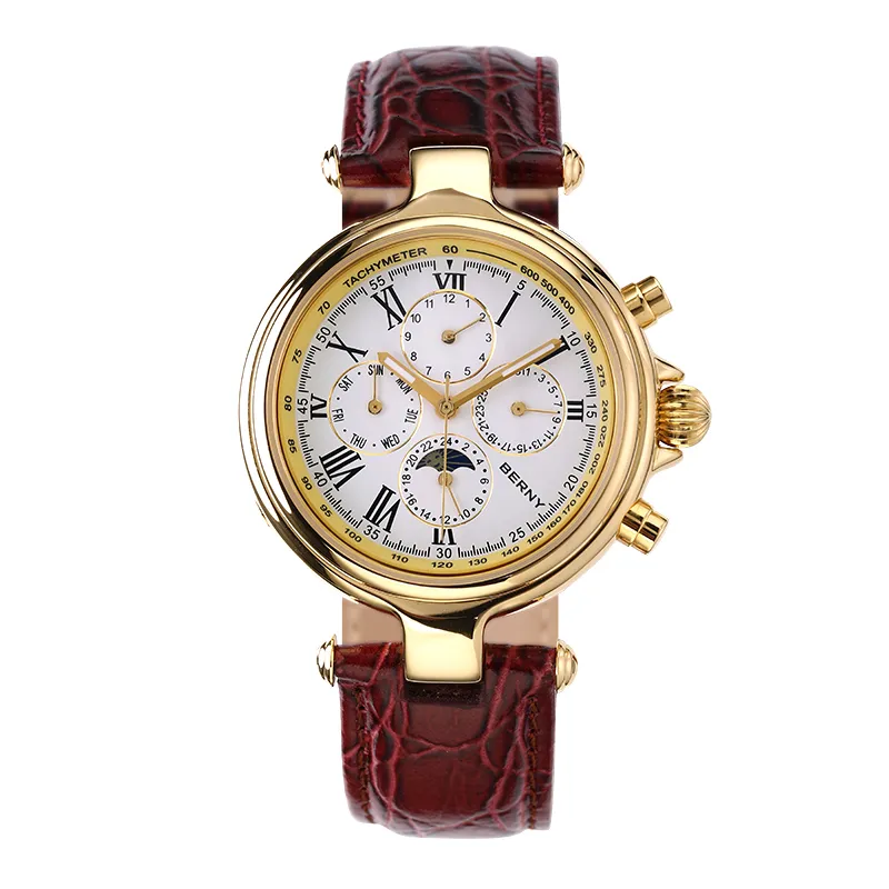 Нарученные часы Berny Automatic Watch for Men Механические наручные часы Роскошные ежегодные календарь Солнца Луна Самостоятельная намотанная водонепроницаемая море 221122