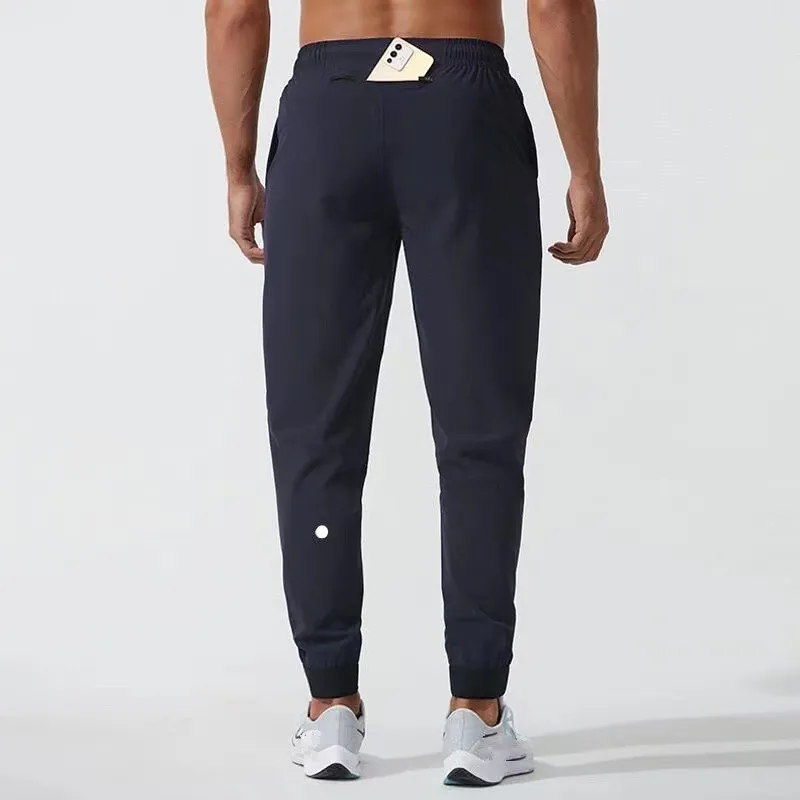 LL Men`s Jogger Long Pants Sport Yoga Outfit Quick Dry Drawstring Gym Pockets Sweatpants Trousers Mens Casual Elastic Waist fitness