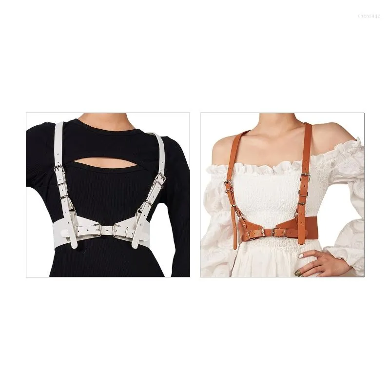 Ceintures femmes Punk PU cuir corps harnais ceinture trous réglables sangles taille chaîne bretelles pour femmes adolescents quotidien F3MD