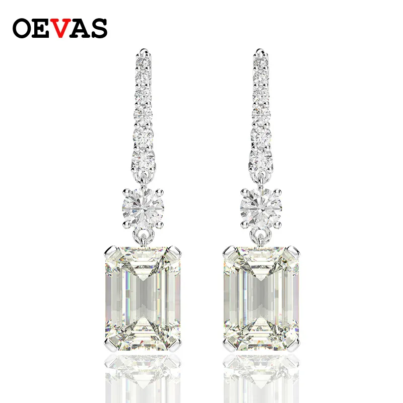 Charm OEVAS Luxury 925 Sterling Silver Created Gemstone White Gold Drop Dangle Hook Earrings Fine Jewelry Gift Wholesale 221119