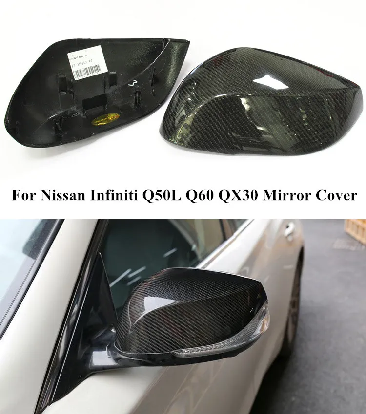 CARRO DE FIBRA DE CARCONHO DE CARBONH CAPAS DE CAPA DE ESPELHO DE CARBONO PARA INFINITI Q50 Q50L Q60 QX30 ASHA DE ASSE