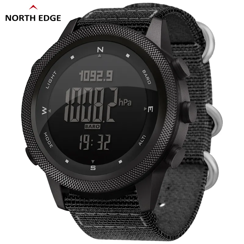 Armbanduhren North Edge Herren Digitaluhr Militär Armee Sportuhren Wasserdicht 50 m Höhenmesser Barometer Kompass Weltzeit Armbanduhr Herren 221122