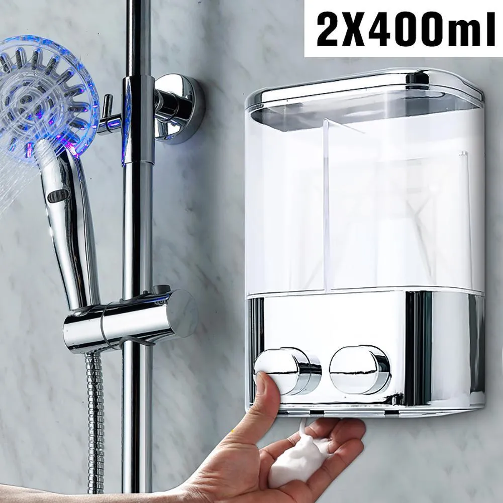 Liquid Soap Dispenser Double 400ml Bathroom Wall Mount Shampoo Shower Gel Bottle For Sink Washroom el Bath 221123