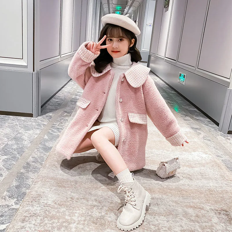 Cappotto 2 colori Ragazze Inverno Caldo Cappotti Giacca Bambini Cappotto di lana a maniche lunghe solido di alta qualita Capispalla per bambini per 3