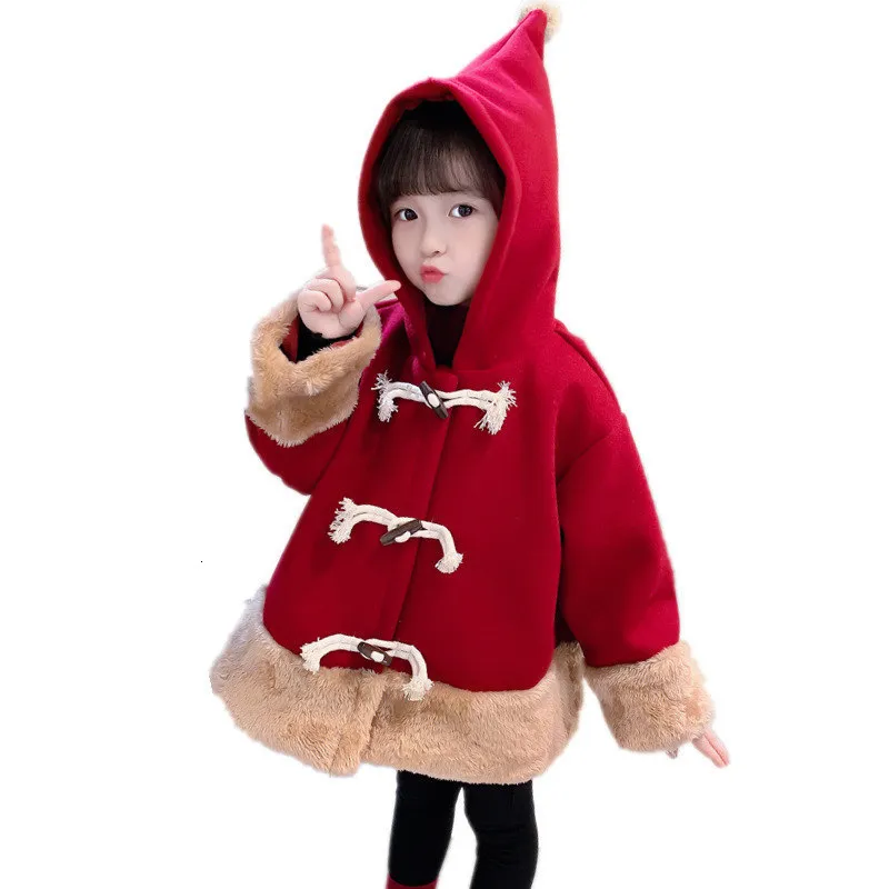 Cappotto nato bambina per Natale carino giacche rosse con cappuccio bambino bambini inverno capispalla spessa 2 3 4 5 6 7 anni 221122