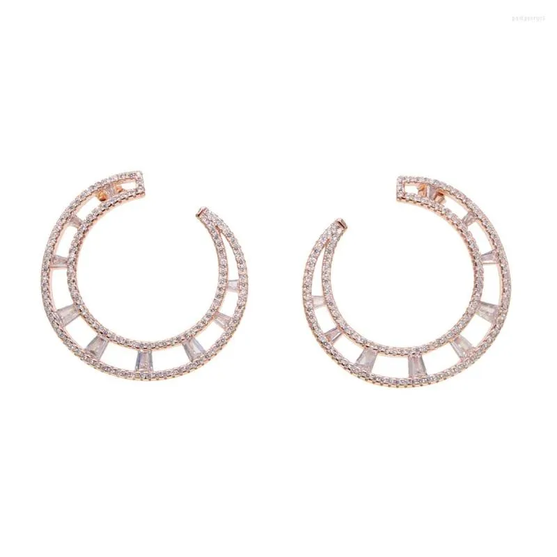 Hoop oorbellen die Bling CZ CZ Cubic Zirconia oorring voor vrouwen op gang brengen voor vrouwen bruiloft verloving Gift Geometrische Cirkel Hoops