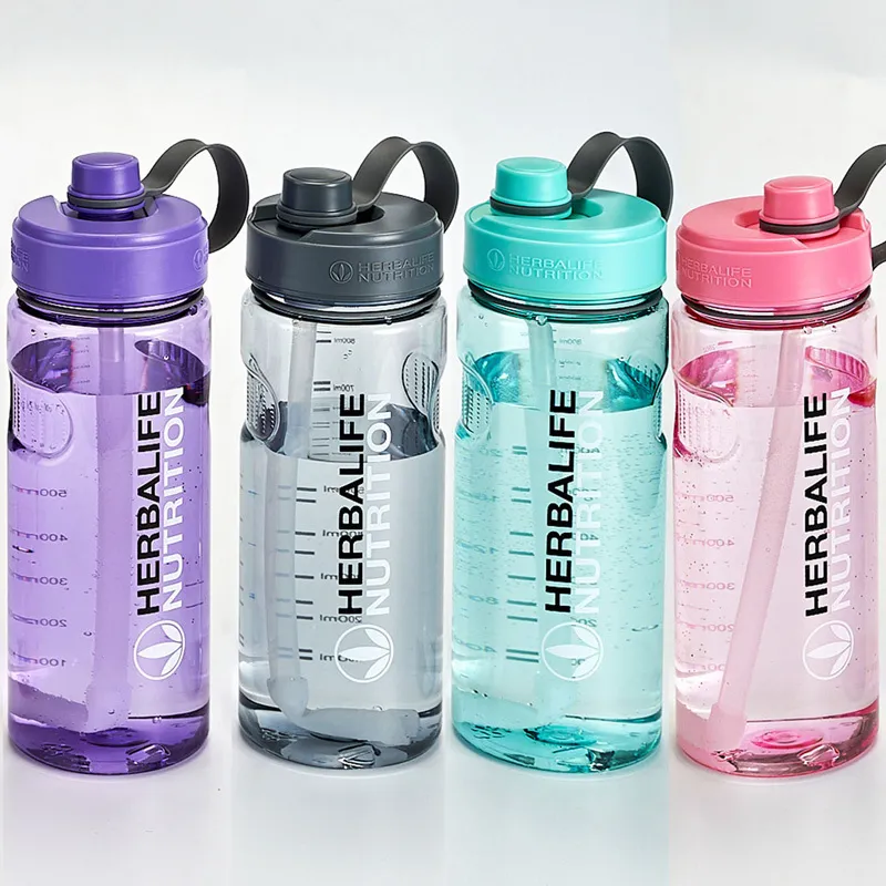 Bouteilles d'eau Outlet Vente en gros Pirce 1000 ml Nutrition Bouteille de sport en plastique avec paille 221122