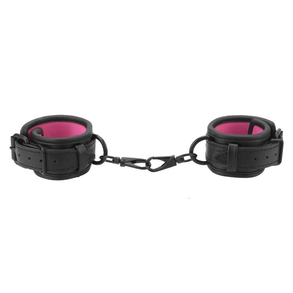 Pu Leather Handcuffs Adjustable Restraints For Adult Games_voghion.com