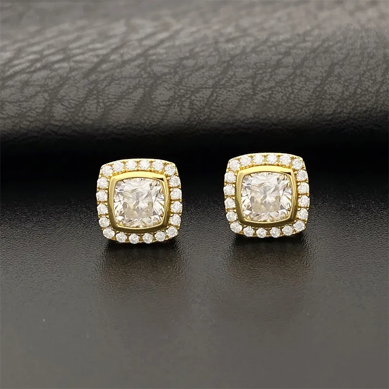 PASS TEST S925 Sterling Silver Moissanite oorbellen Studs Mooi cadeau voor mannen Vrouwen allergisch gratis