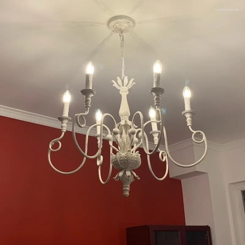 Chandeliers French Classical Chandelier Lighting White Suspension Luminaire Industrielle For Living Room Modern Led Bedroom Lamp