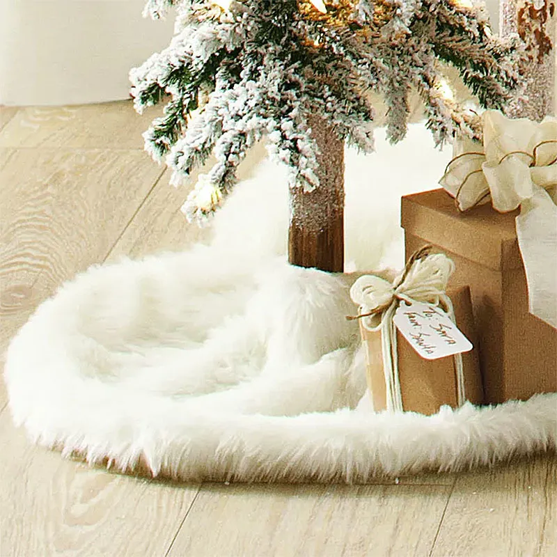 Christmas Tree Skirt Plush Faux Fur Xmas Tree Carpet Merry Christmas Tree Decorations Ornament New Year Navidad 2023 Home Decor