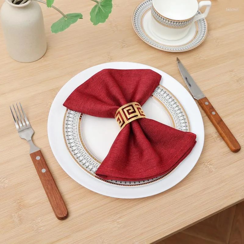 テーブルナプキンウェディングパイピングのための自家製赤いプレーン織り飾り布ディナーソフト快適な綿リネン6pcs
