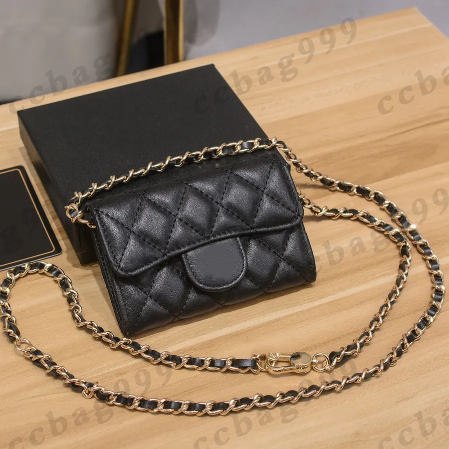 Caviar Mini Coins محافظ مع Crossbody Bags Cowhide Flap Wallets Classic Quilted Womens Small Card حامل الخصر Ba270r