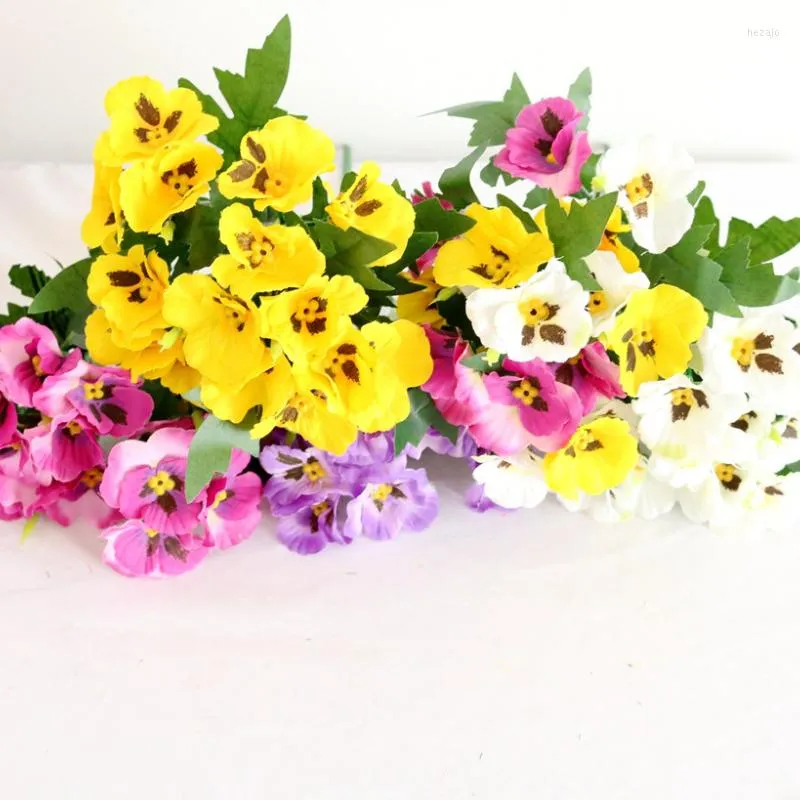 Flores decorativas Casamento artificial de 10 polegadas Pansy Seda de seda falsa orquídea Flor Decoração do escritório em casa