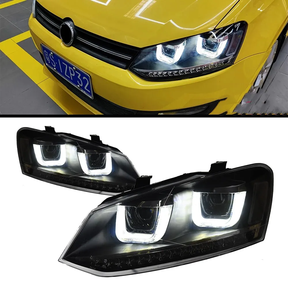 Peças de luzes principais do carro para vw polo 20 11-20 18 led substituição do farol dianteiro drl luz diurna projetor facelift