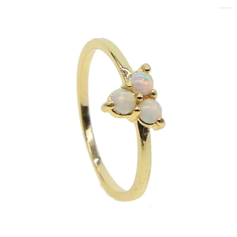 Wedding Rings 2022 Style White Round Opal Ring Gold Color High-grade Fashion Delicate And Charming Woman Wholesale Factory Size 6 7