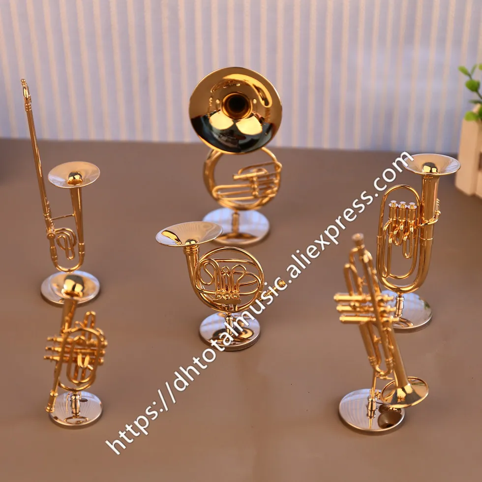 Objets Décoratifs Figurines Dh Miniature Flûte Clarinette Saxophone  Trompette Trombone Cor Français Modèle Mini Ornements Cadeau Et Décoration  221124 Du 14,23 €