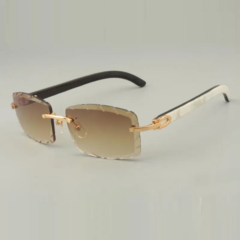 Buffs sunglass 8100915 with natural mixed horn snd engraved colors and clear cut lenses 56mm