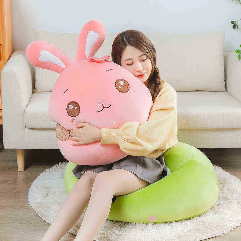 50Cm Kawaii Stuffed Super Soft Animals Frog Rabbit Pig Round Cushion Indoor Floor Cushion Home Decor For Kids Birthday xmas Gifts J220729