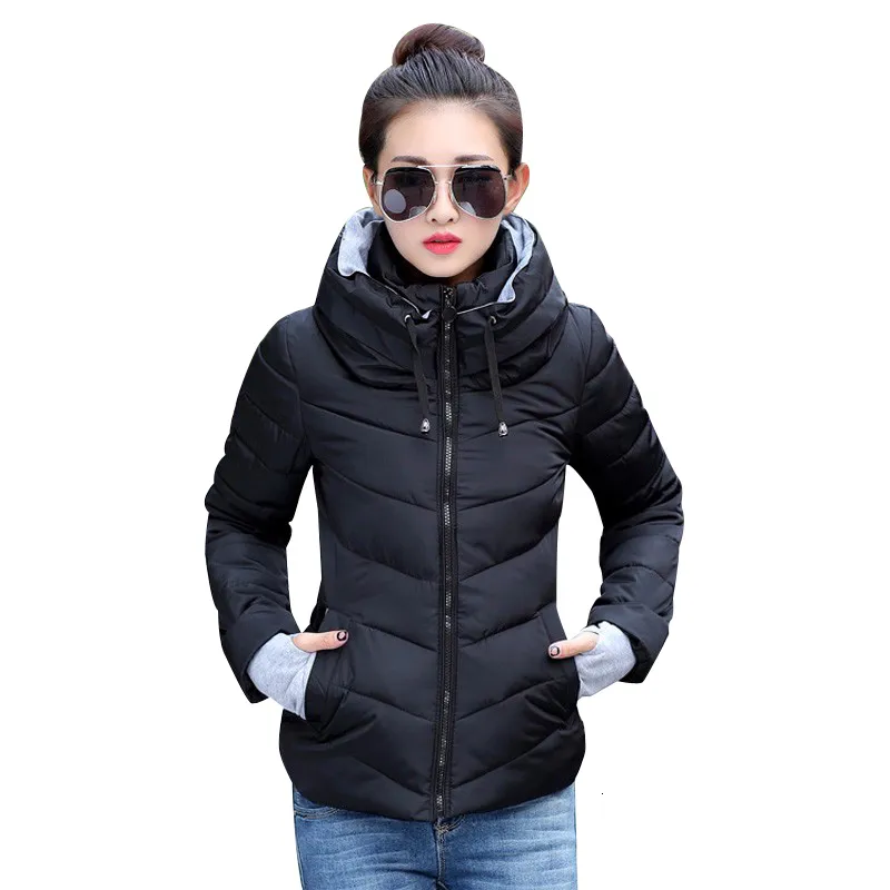 Dames naar beneden parka's winterjas vrouwen kleren dikker bovenkleding vaste lagen korte vrouwelijke slanke katoenen gevotte basic tops hiver 221124