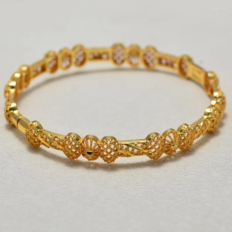 Bangle Dubai Arab Patter Luxury Gold Color Jewelles Bangles For Women Etiopiska armband Mellanösterns afrikanska festbröllopspresent