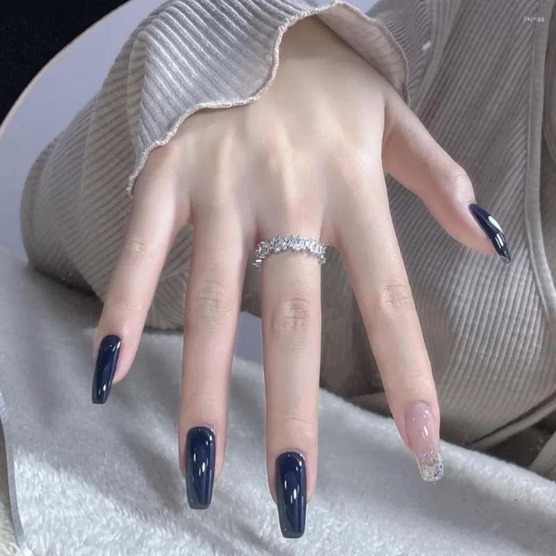 Unghie finte 3D Set finto Stampa su finti Ongles Punte French Conffin Deep Blue Nude Designs Forniture per manicure fai da te Kit per unghie acrilico