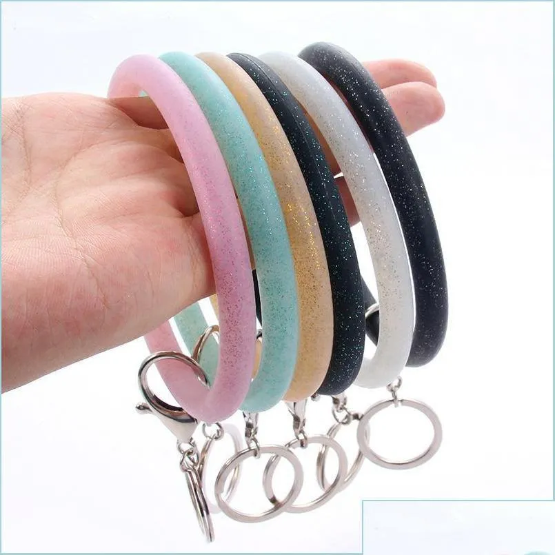 الحزب لصالح الحزب لصالح Sile Wrist Key Ring Bracelet Bracelet Sports Bracelets Banglets Round Ring