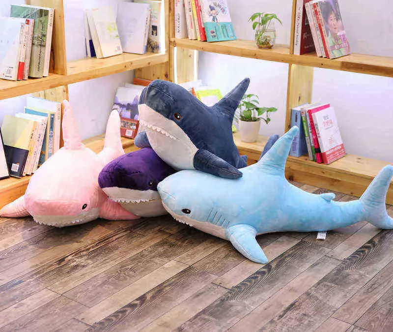 98cm abraços abraçados fofos de tubarão grande pop ldren brinquedos travesseiros garotas de animal lendo travesseiro para presentes de aniversário j220729