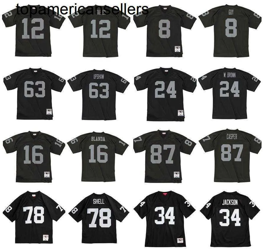 Jersey de fútbol cosido 12 Ken Stabler 78 Shell 63 Upshaw 24 Brown 8 Guy 87 Casper 16 Blanda 34 Jackson 1976-2002 Jerseys de rugby retro Mujeres Jóvenes S-6XL