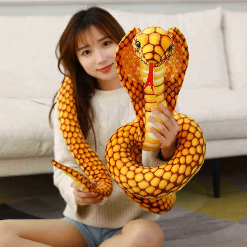 240 cm peluche Cobra poupée en peluche jaune vert simulation serpents jouets réaliste animal décoration garçons jouets filles présentes J220729